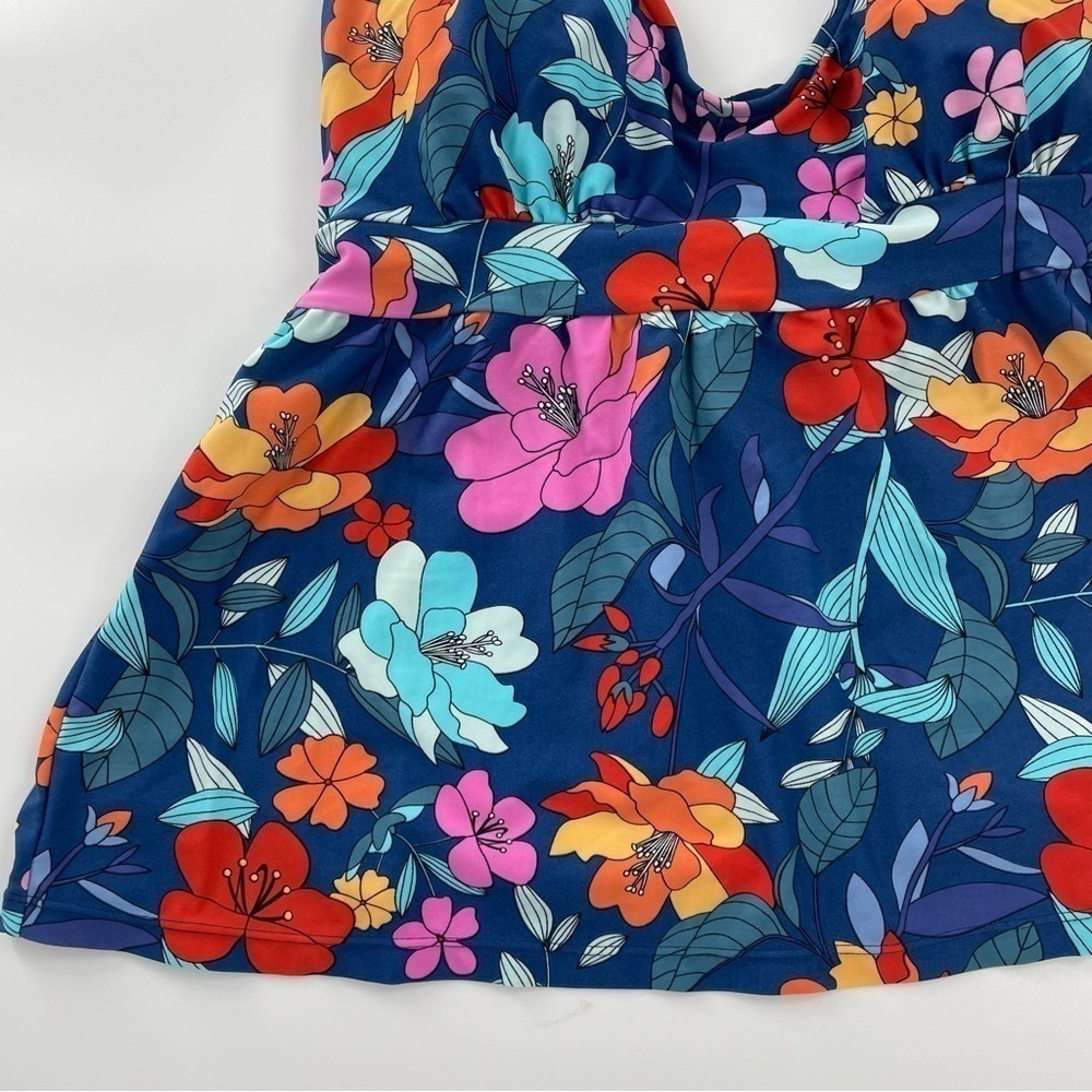 Heat Swimwear Womens Blue Floral SwimSuit Tankini SIZE Medium - Picture 2 of 9